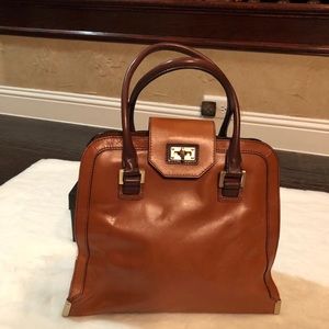 Cognac leather tote